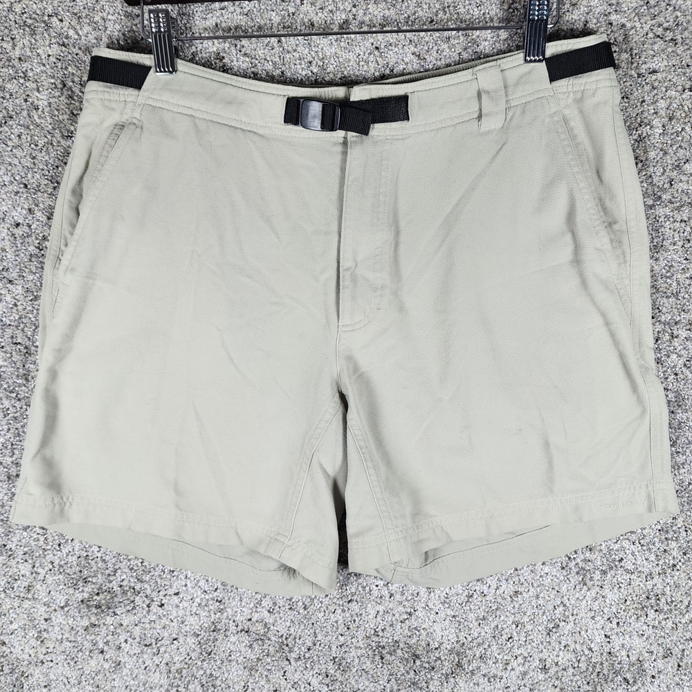 Columbia GRT Shorts Men L Tan Hiking Omni-Dry Belted Excellent